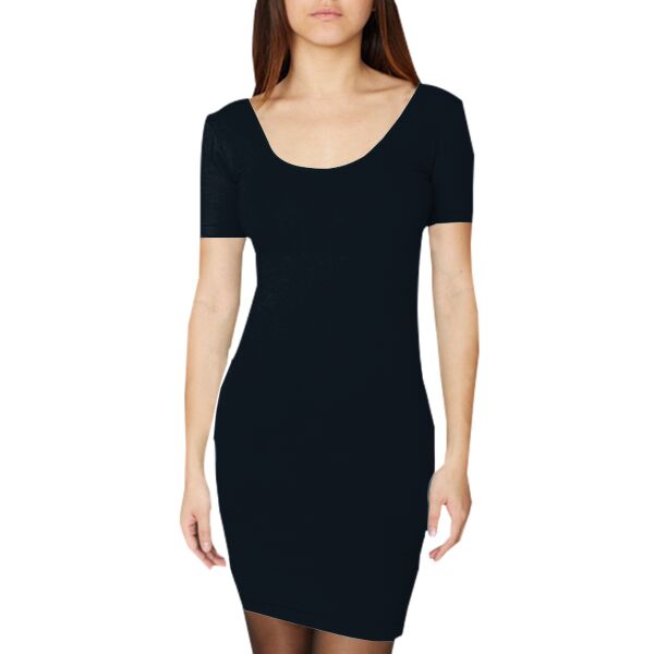 rsa8340 Cotton Spandex Jersey Double-U Neck Mini Dress Thumbnail