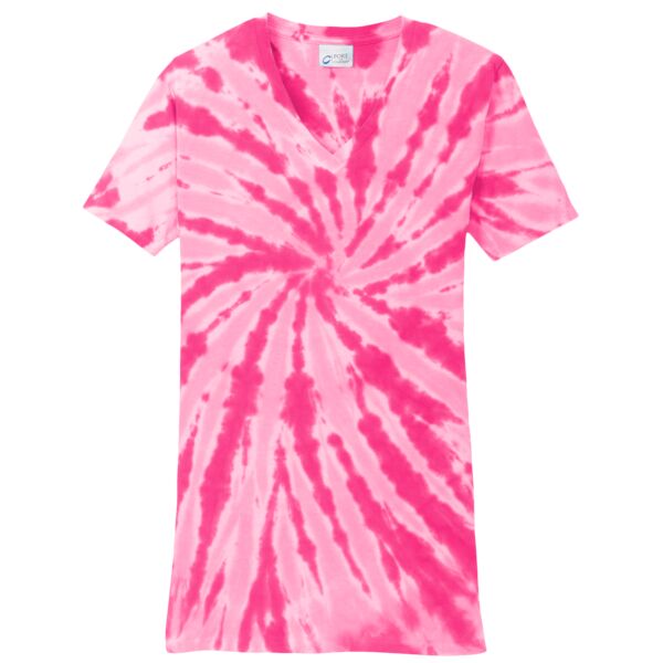 Ladies Tie Dye V Neck Tee Thumbnail